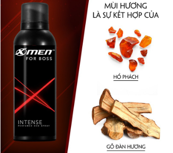 Mùi hương của xịt khử mùi toàn thân X-MEN For Boss Intense