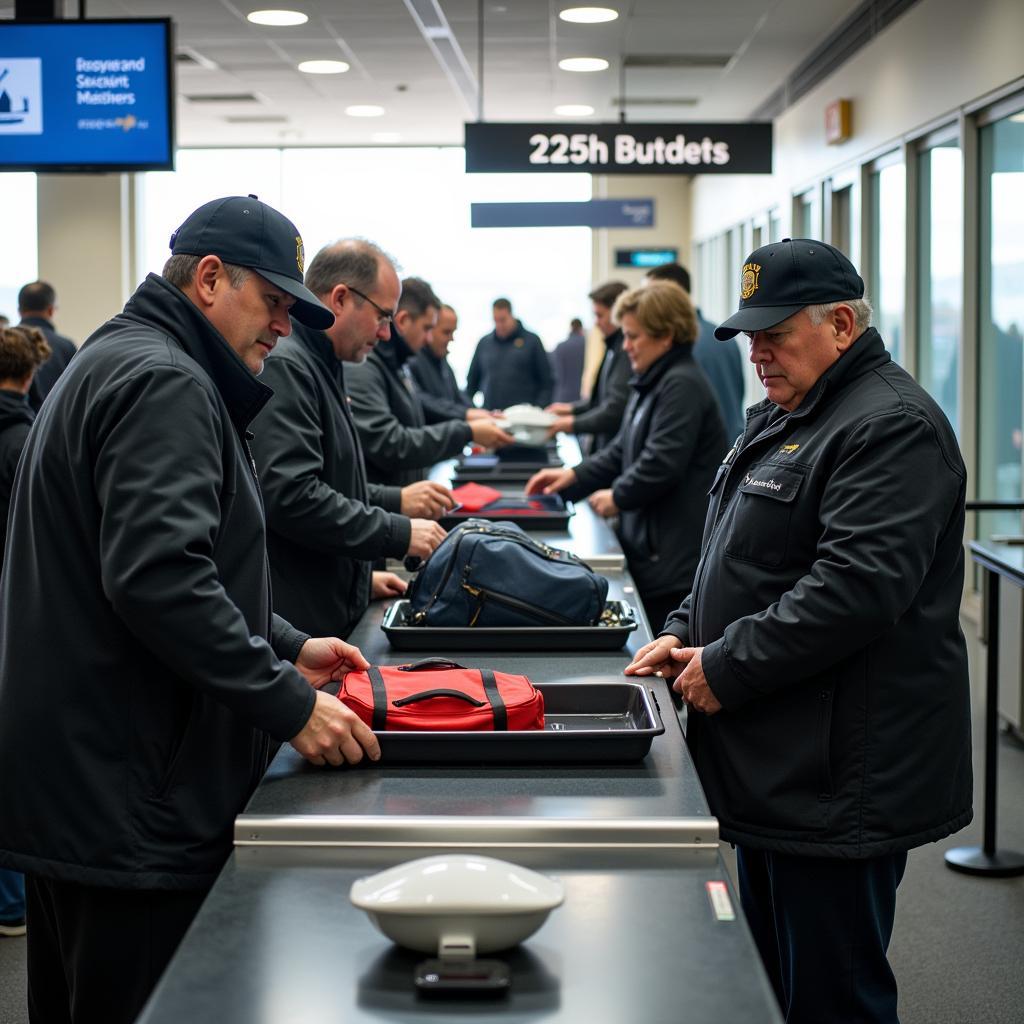 Passengers going through airport security check