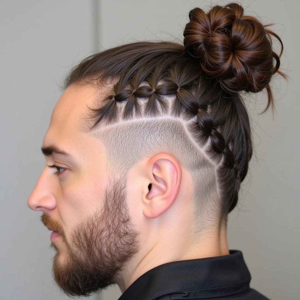 Kiểu tóc Man Bun tết