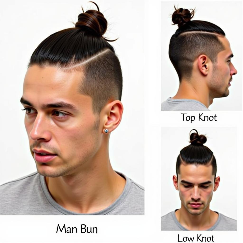 Các biến thể kiểu tóc buộc ra sau nam: Man Bun, Top Knot, Low Knot