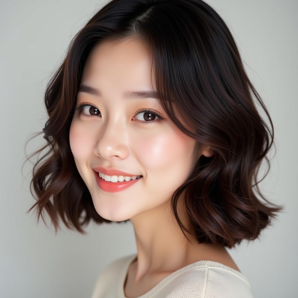 Kim Ji Won với kiểu tóc bob xoăn nhẹ quyến rũ