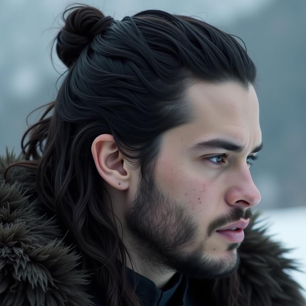 Kiểu tóc dài buộc nửa Jon Snow nam tính và lãng tử