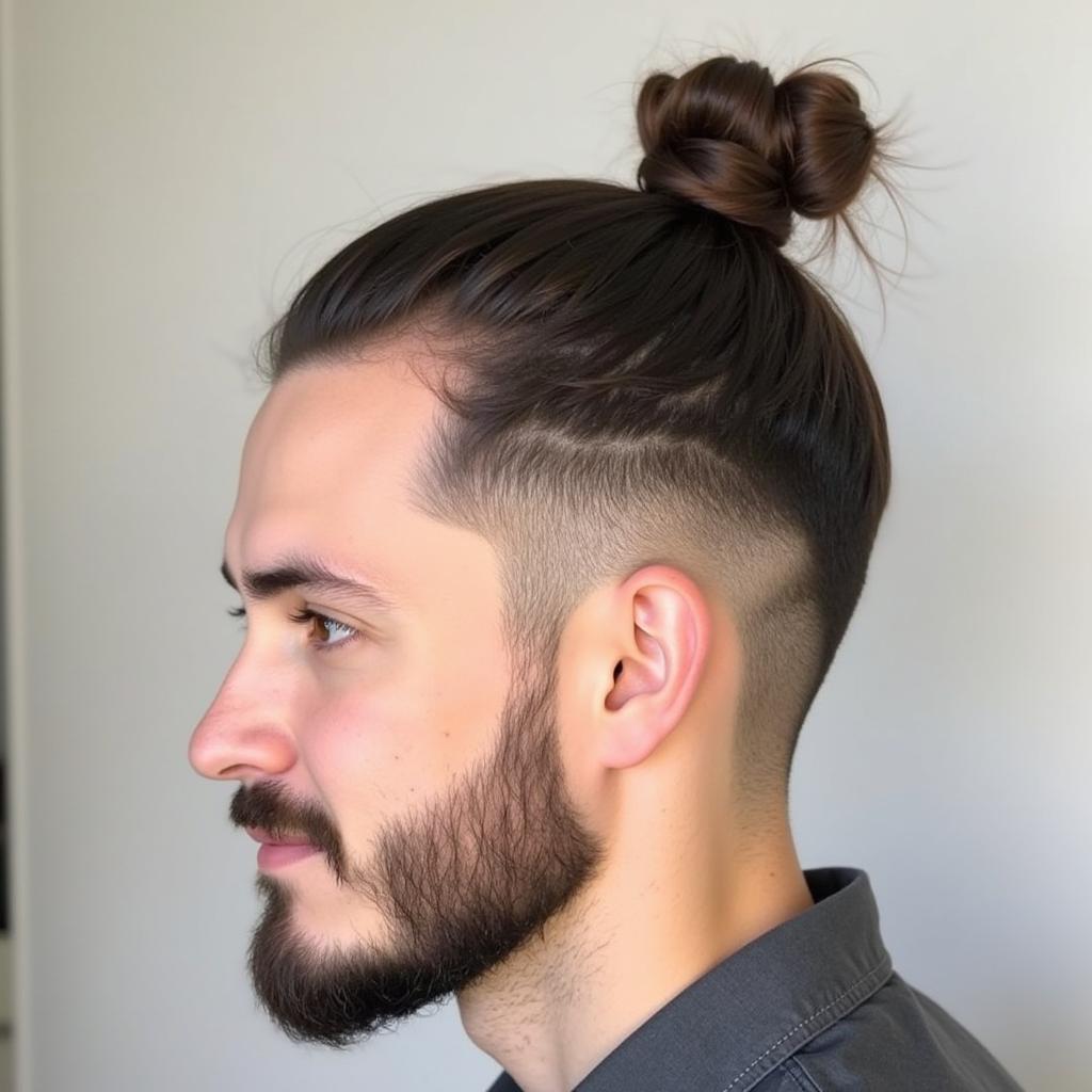 Kiểu tóc ngắn buộc đẹp Half-up Top Knot