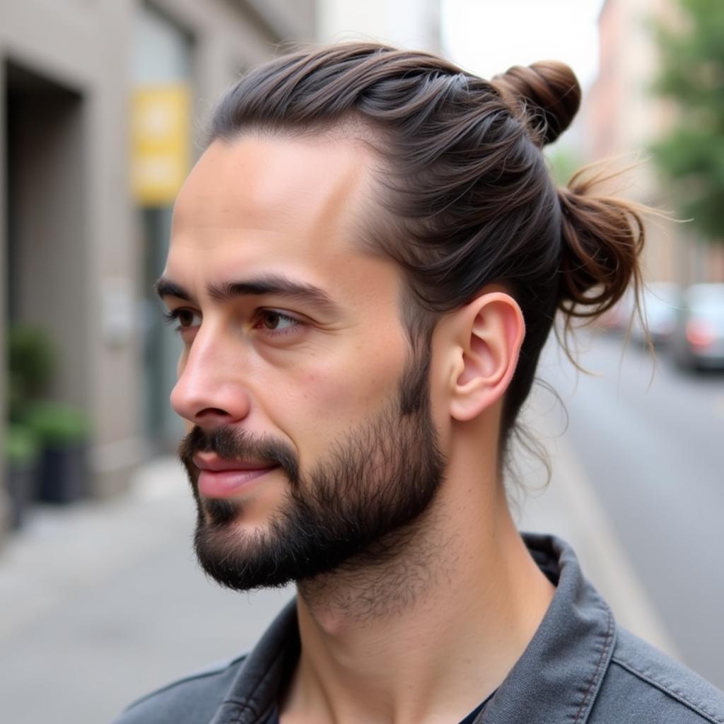 Kiểu tóc ngắn buộc Man Bun