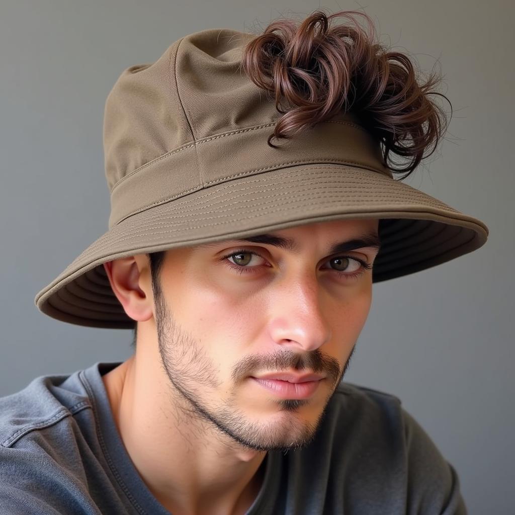 Kiểu tóc Quiff Pompadour nam đội nón bucket