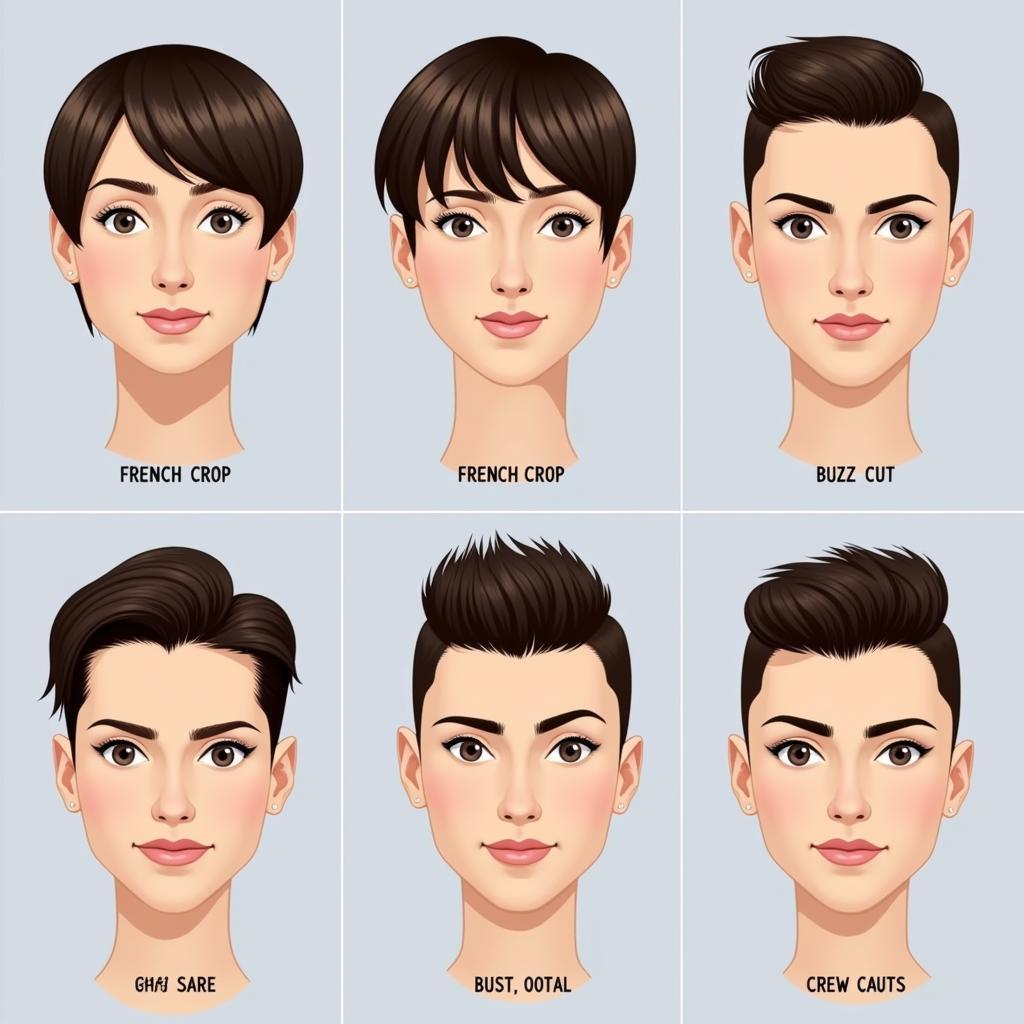 Các kiểu tóc ngắn khác cho nam mặt dài, bao gồm French Crop, Buzz Cut, Crew Cut